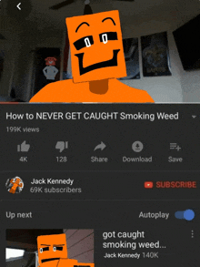 a video titled how to never get caught smoking weed is being viewed by jack kennedy