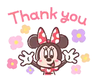 a cartoon of minnie mouse says thank you