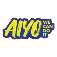 a blue and yellow sticker that says " we can do it "