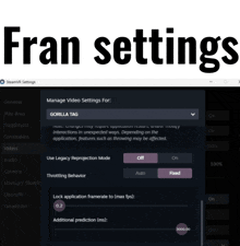 a computer screen with the words fran settings written on it