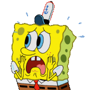 a cartoon of spongebob with an anchor on his head