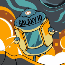 a cartoon illustration of a galaxy id device