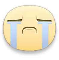 a yellow face with tears coming out of it
