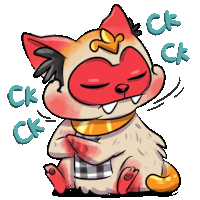 a cartoon drawing of a cat with the words ck ck ck written around it