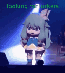 a picture of a girl on stage with the words looking for turkers below her