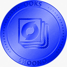 a blue coin that says ' ooks sioono ' on it