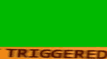 a green screen with the word triggered on it