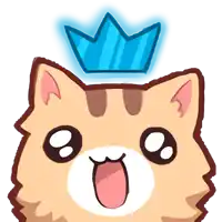 a cartoon cat with a blue crown on top of its head