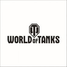 the world of tanks logo is black and white and looks like a shield with a t on it .