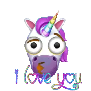 a unicorn with a heart in its mouth and the words " i love you "