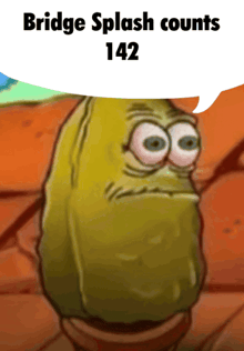 a picture of a cartoon character with the words bridge splash counts 142