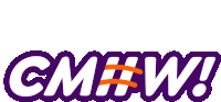 a purple and white logo that says cmhw on a white background