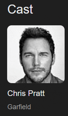 a black and white photo of a man with the name chris pratt on it