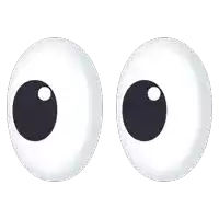 a pair of white cartoon eyes with black pupil