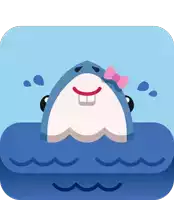 an illustration of a shark with a pink bow on its head