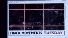 a computer screen shows track movements tuesday on it