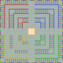 a computer generated image of a maze with a square in the center