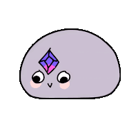 a cartoon drawing of a purple circle with a diamond on its face