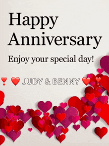 a card that says happy anniversary enjoy your special day