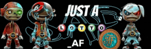 a black background with cartoon characters and the words just a loot to af