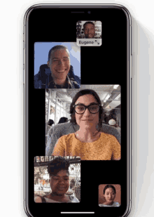 a group of people are having a video call with the name eugene at the top