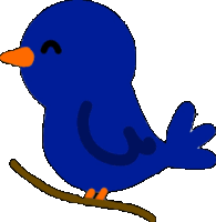 a blue bird is sitting on a branch with an orange beak