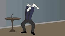 a cartoon drawing of a man doing a split
