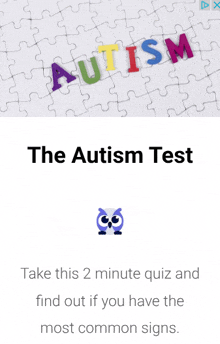 a puzzle with the word autism on it and a quiz about autism