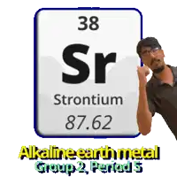 a man stands in front of a sign that says strontium on it