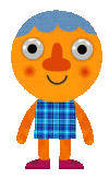 a cartoon character is wearing a blue plaid shirt .