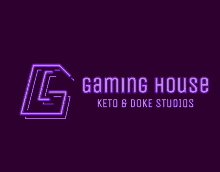 a logo for gaming house keto & doke studios on a purple background