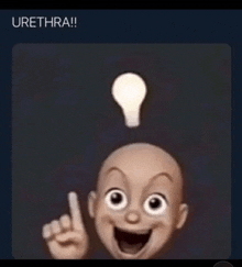 a picture of a baby with a light bulb on top of his head with the caption urethra