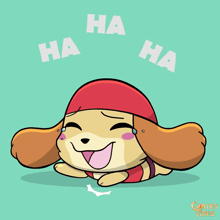 a cartoon of a dog laughing with the words ha ha ha written above it