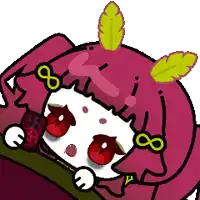 a cartoon drawing of a girl with pink hair and a remote control