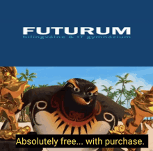 a futurum advertisement with a picture of a cartoon character