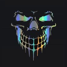 a holographic skull with a black background