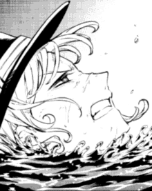 a black and white drawing of a woman swimming in the ocean