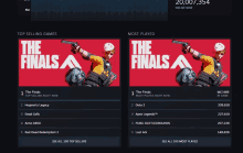 a screenshot of the finals showing the most played games