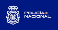 a blue background with the logo for policia nacional on it