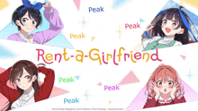 a poster for rent-a-girlfriend shows four anime girls