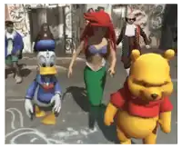 a cartoon of donald duck ariel and winnie the pooh