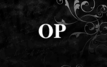 a black background with white swirls and the word op