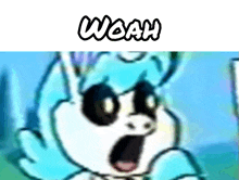 a picture of a cartoon character with the word woah on top