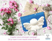 a postcard with a picture of an angel and the words engelen steun ontvangen vandaag on the bottom