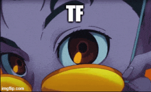 a close up of a person 's eyes with the word tf written above it