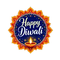 a happy diwali greeting with a candle in the center
