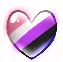 a heart with a purple white and black flag on it