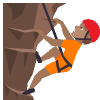 an illustration of a person climbing a mountain