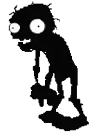 a black and white pixel art drawing of a cartoon character with a funny face .