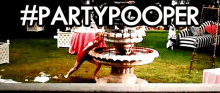 a poster with a fountain and the words partypooper on it